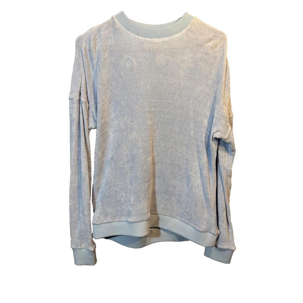Tibi Womens XS Viscose Chenille Crewneck Pullover Sweatshirt Baby Blue